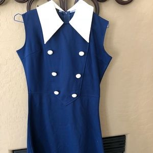 Blue large collared dress